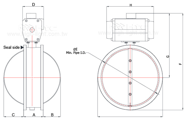 ISO-K TYPE Pneumatic Butterfly Valve 