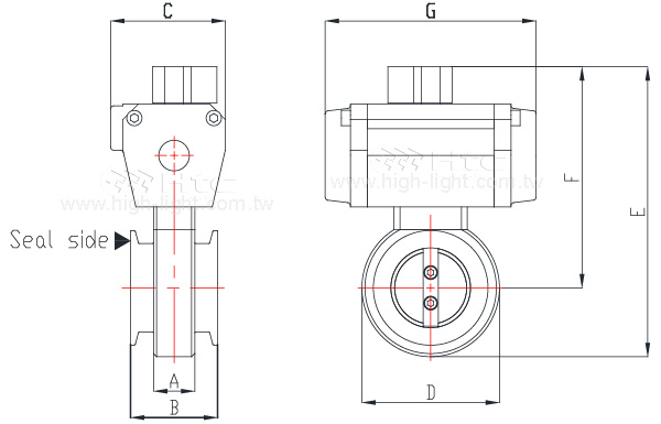 ISO-KF TYPE Pneumatic Butterfly Valve 