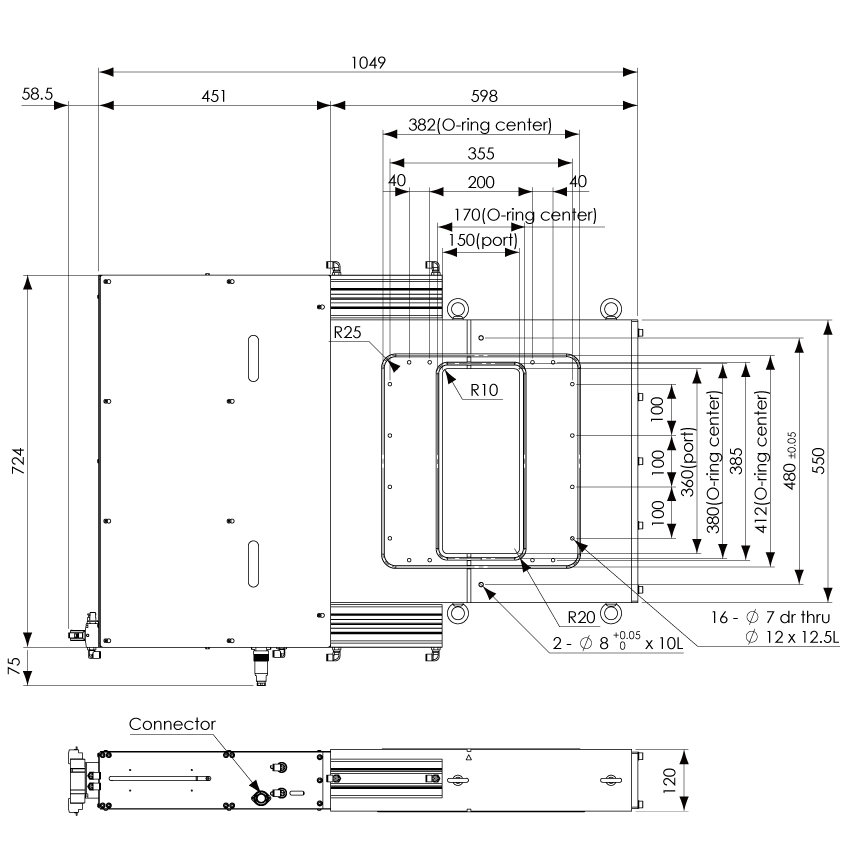 Custom horizontal L-MOTION Rectangular Transfer valves Drawing