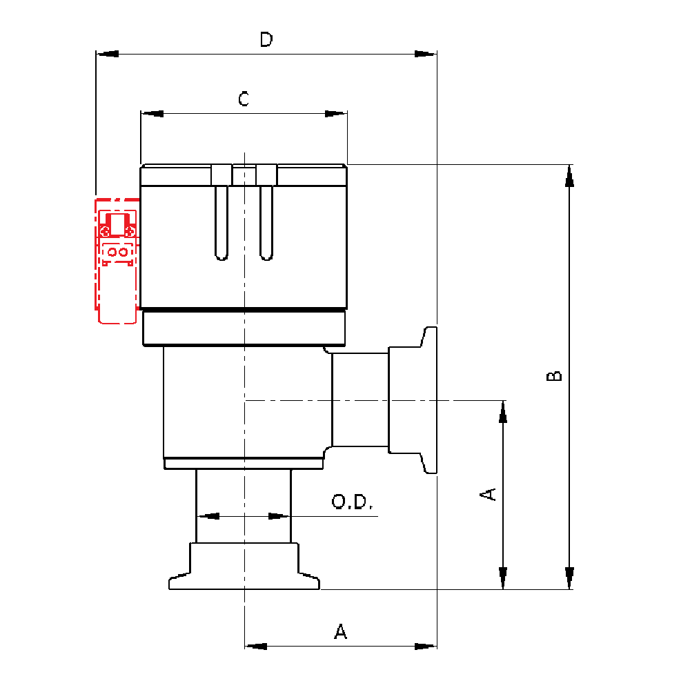 KF HV Stainless steel angle valve single acting normally close