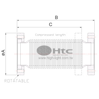 CF法蘭連結壓縮波紋管-單邊法蘭可旋轉