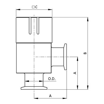 KF HV Aluminum angle valve – double acting