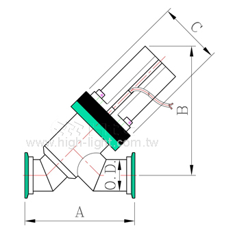 Pneumatic Y-inline Teflon Coating Vacuum Valve