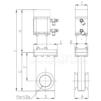 Mini HV pneumatic Gate Valve(Linkage mechanism)-limit switch