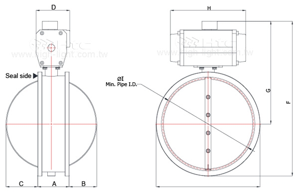 ISO-K TYPE pneumatic butterfly valve