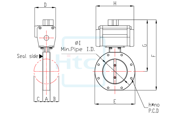 ISO-F TYPE air actuated butterfly valve