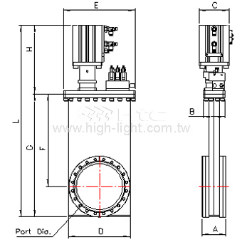 UHV type 3 position throttle gate valve